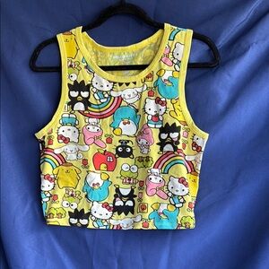 Hello Kitty Yellow and Blue Cartoon Tank Tops